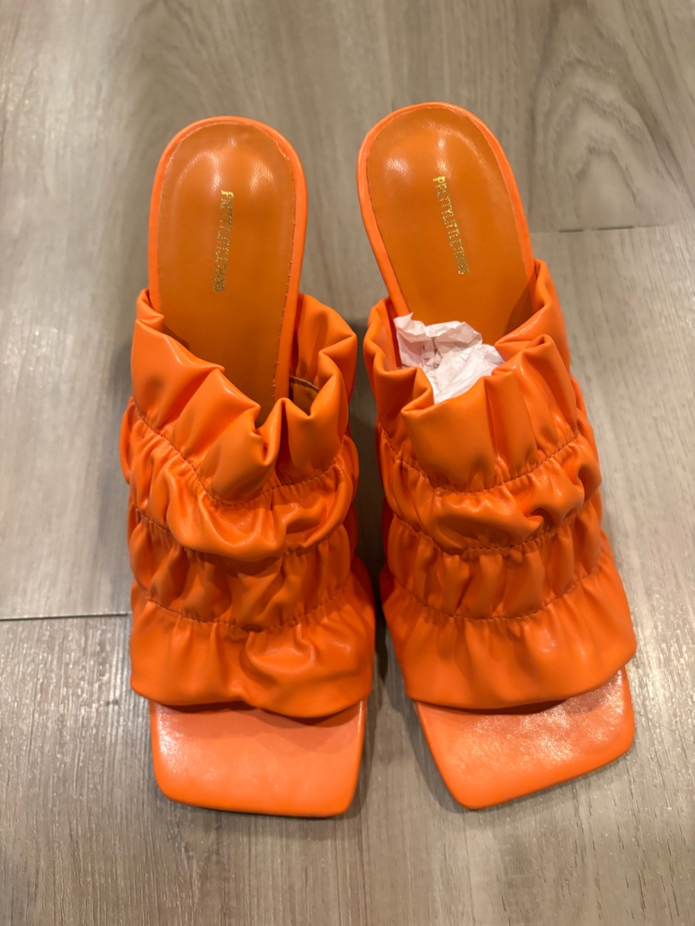 Women’s Orange Ruched Slide Heels